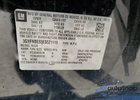 2014 Cadillac Srx Luxury Collection z USA, uszkodzony, nr VIN 3GYFNBE33ES521119